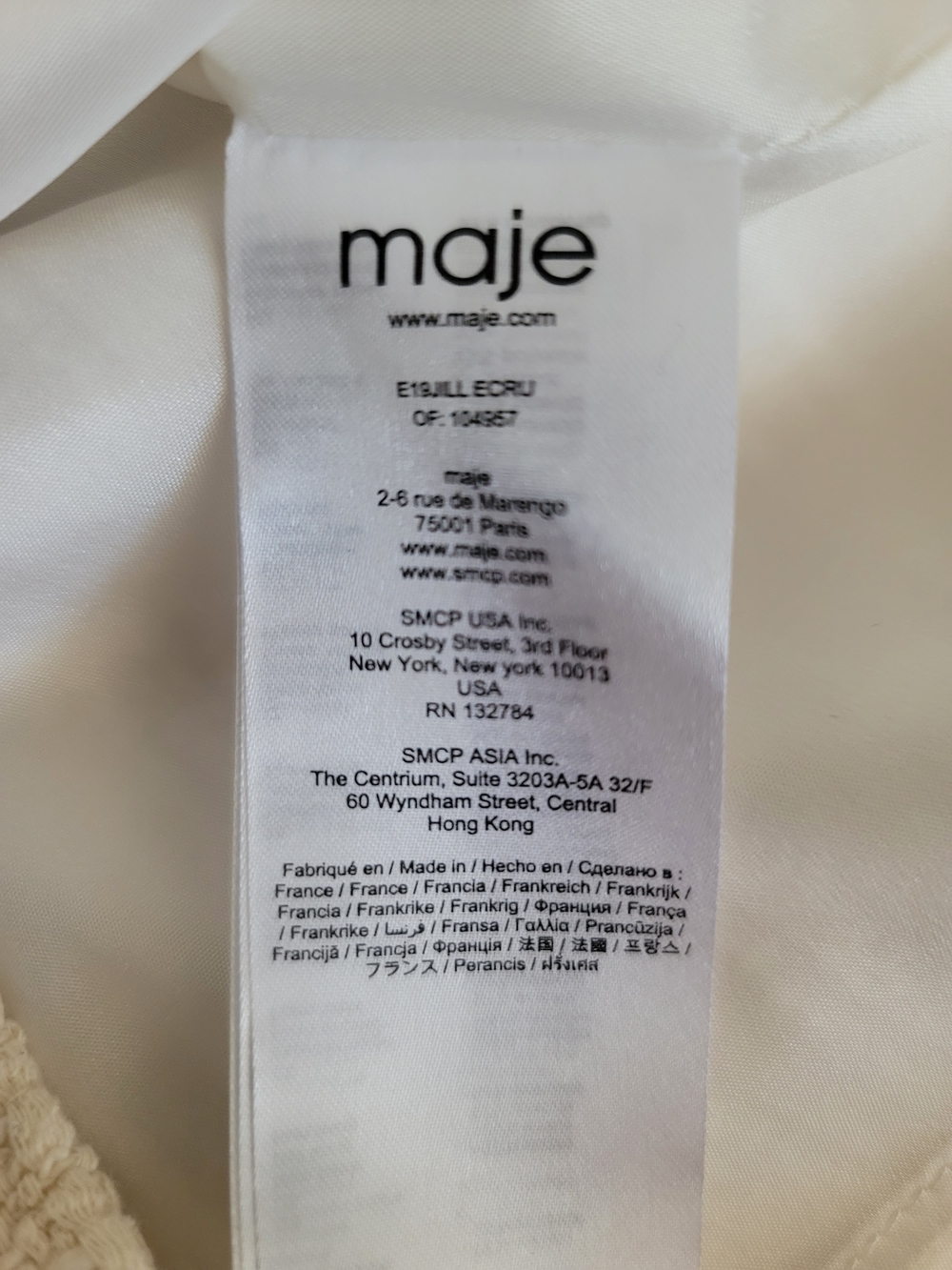 Maje Jill Button Front Bouclé Look Skirt Cream 36 Parisian Classic Chic - Picture 7 of 9
